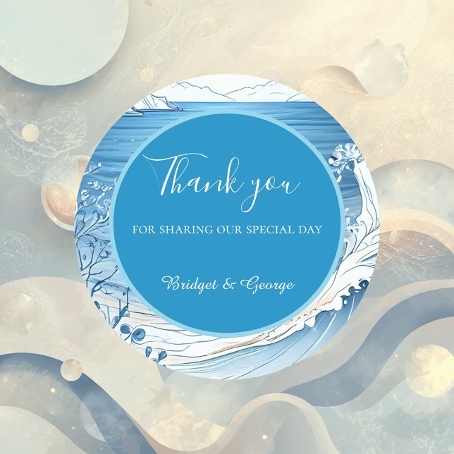 Pegatina Redonda boda de vibración de la costa azul (Subido por el creador)