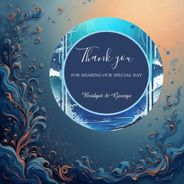 Pegatina Redonda boda de vibración de la costa azul (Subido por el creador)