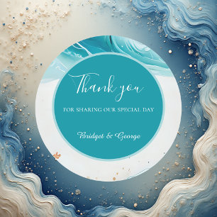 Pegatina Redonda boda de vibración de la costa azul