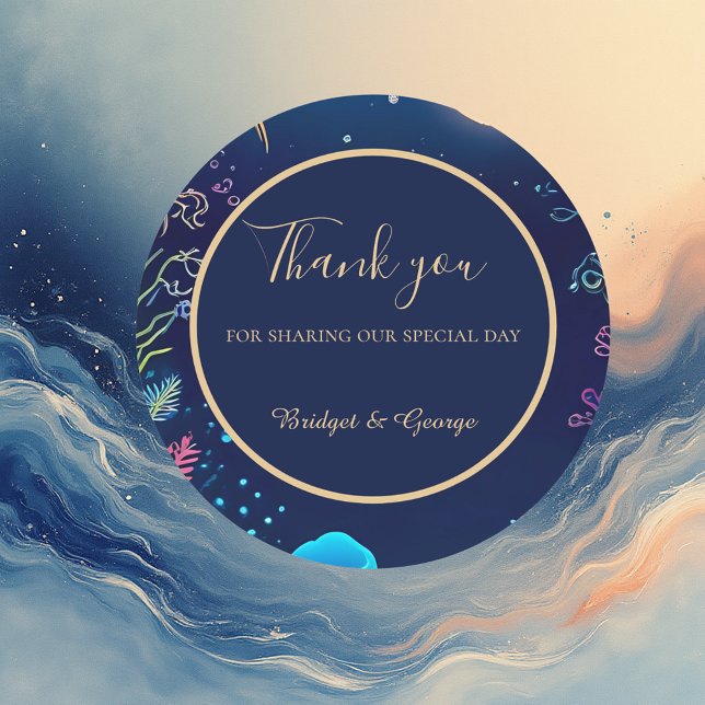 Pegatina Redonda boda de vibración de la costa azul (Subido por el creador)