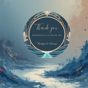 Pegatina Redonda boda de vibración de la costa azul