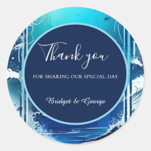 Pegatina Redonda boda de vibración de la costa azul