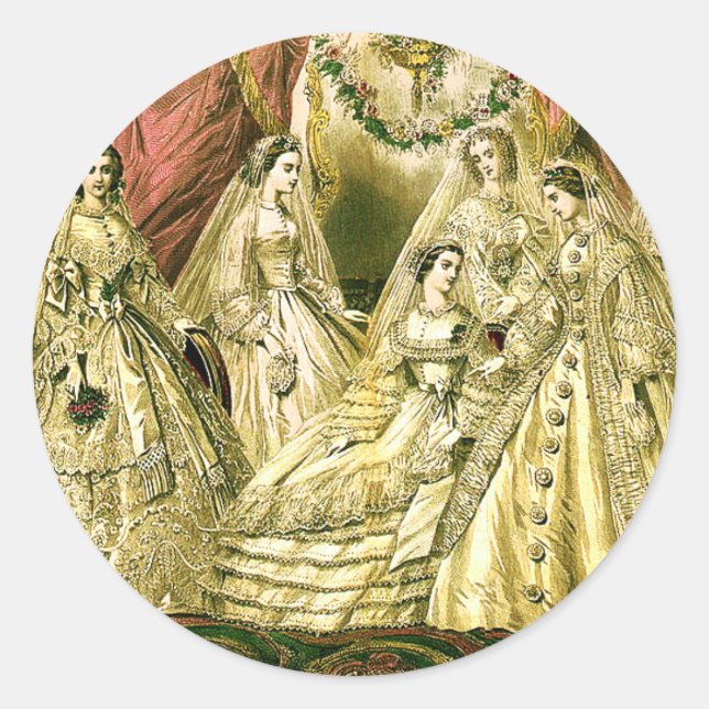 Pegatina Redonda Boda de Victoria (Anverso)