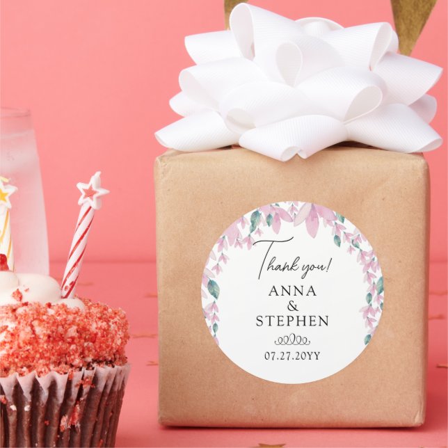 Pegatina Redonda Boda de Wisteria encantadora Gracias (Fiesta)