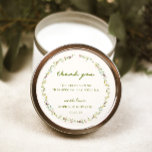 Pegatina Redonda BODA de Wreath de Flor Silvestre VERONA<br><div class="desc">VERONA Wildflower Wreath,  boda gracias a favor pegatina. Características,  tipografía verde musgo con fondo de color beige claro. El estilo de fuente y el color se pueden personalizar mediante la función "editar mediante la herramienta de diseño".</div>