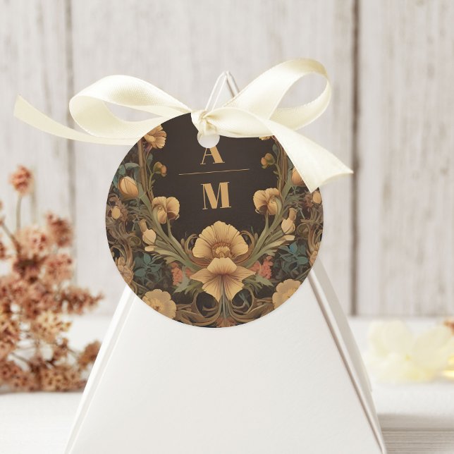 Pegatina Redonda Boda decorativo de Art Nouveau floral (Subido por el creador)