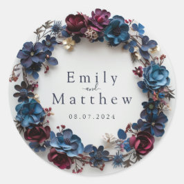 Pegatina Redonda Boda Deep Woodland Romance