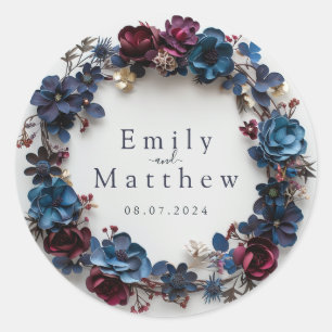 Pegatina Redonda Boda Deep Woodland Romance