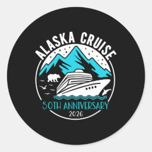 Pegatina Redonda Boda del 50º Aniversario Crucero por Alaska 2026 M