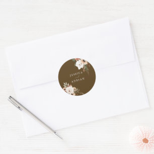 Pegatina Redonda Boda del Boho Floral Gorgeous