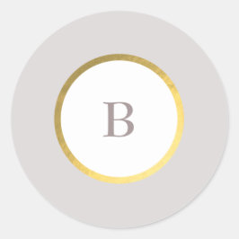 Pegatina Redonda Boda del monograma de tazas y Relieves metalizados