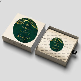 Pegatina Redonda Boda del oro verde de la Esmeralda Real, gracias