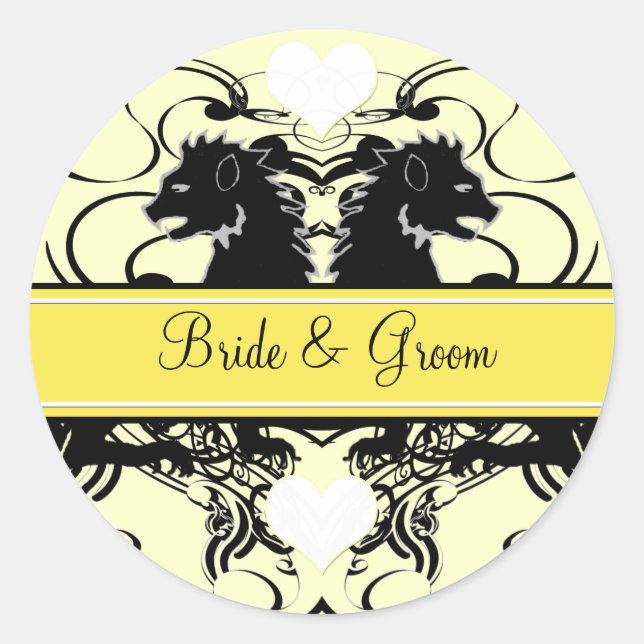 Pegatina Redonda Boda del Renacimiento de Lion Rampant (Anverso)