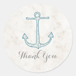 Pegatina Redonda Boda del Royal Blue Rustic Anchor Gracias
