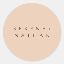 Pegatina Redonda Boda Delicado Minimal Moderno Rubor Peach