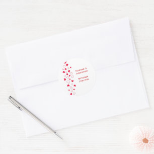 Pegatina Redonda Boda Día de San Valentín de diseño de corazones ro