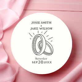 Pegatina Redonda Boda divertido anillos boda