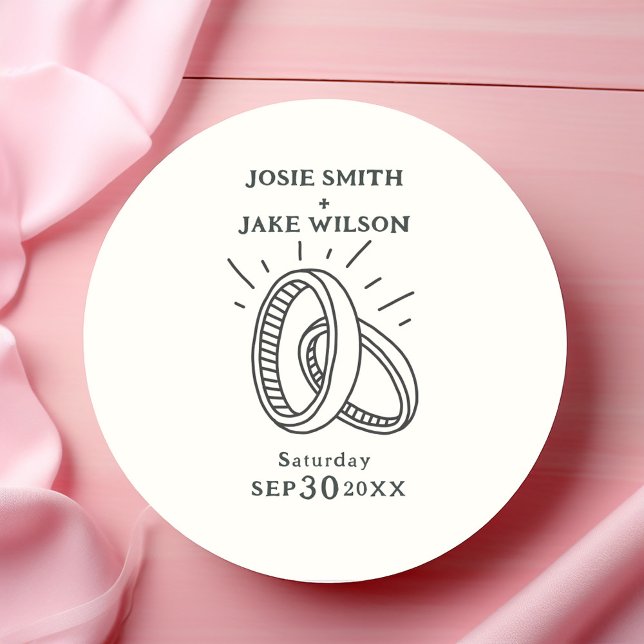 Pegatina Redonda Boda divertido anillos boda (Subido por el creador)
