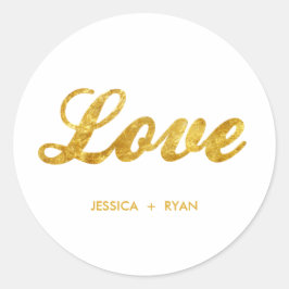 Pegatina Redonda Boda dorado
