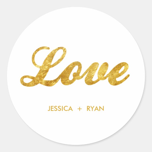 Pegatina Redonda Boda dorado (Anverso)