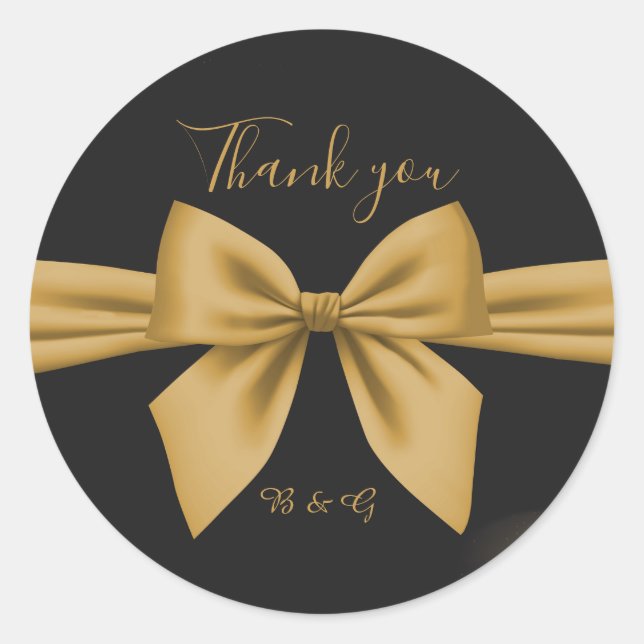 Pegatina Redonda boda dorado negro filigree clásico (Anverso)