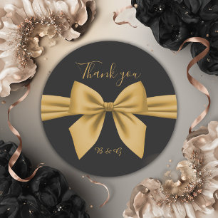 Pegatina Redonda boda dorado negro filigree clásico