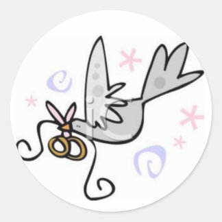 Pegatina Redonda Boda Dove