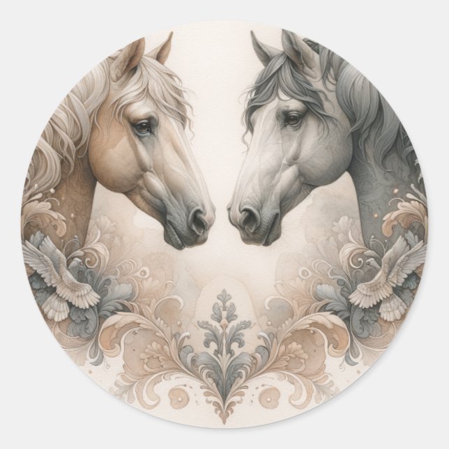 Pegatina Redonda Boda elegante (Anverso)