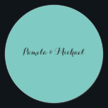 Pegatina Redonda Boda Elegante Azul Clásico Minimalista<br><div class="desc">Esta plantilla se puede personalizar para satisfacer todas las ocupaciones profesionales.</div>