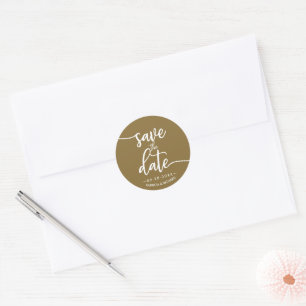 Pegatina Redonda Boda Elegante Caligrafía Save The Date