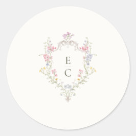 Pegatina Redonda Boda elegante de boho flor silvestre