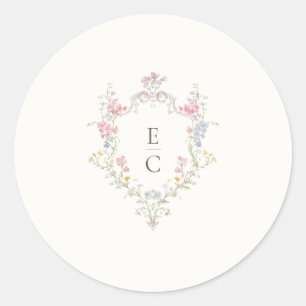 Pegatina Redonda Boda elegante de boho flor silvestre