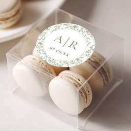 Pegatina Redonda Boda elegante de chinoiserie de salvia