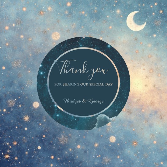 Pegatina Redonda boda elegante de galaxia azul (Subido por el creador)