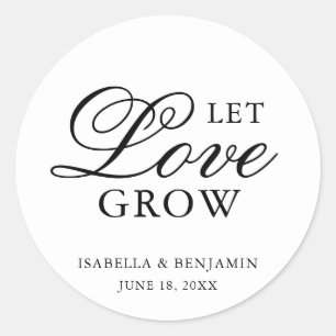 Pegatina Redonda Boda elegante formal tradicional en blanco y negro