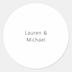 Pegatina Redonda Boda Elegante Minimalista Llanto blanco negro