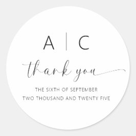 Pegatina Redonda Boda elegante Minimalista moderna