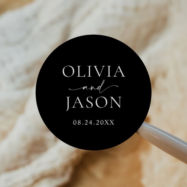 Pegatina Redonda Boda elegante Minimalista moderna (Subido por el creador)