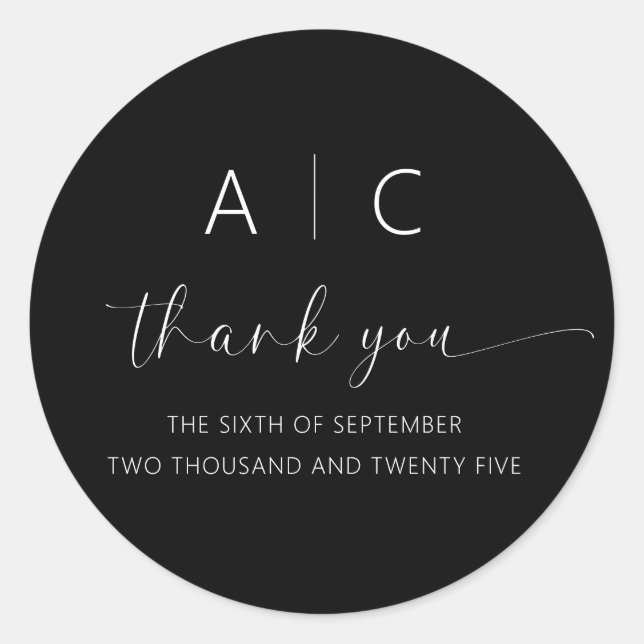 Pegatina Redonda Boda elegante Minimalista moderna (Anverso)