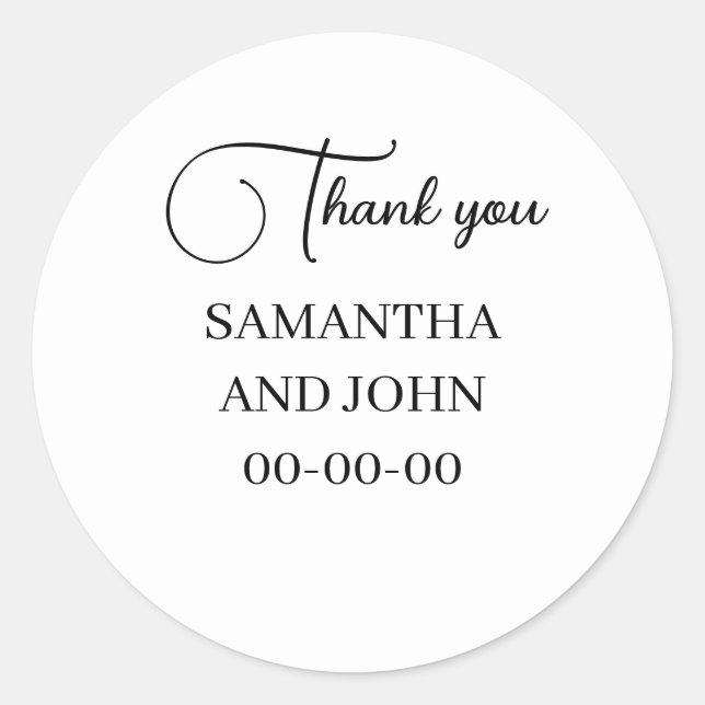 Pegatina Redonda Boda elegante - Nombres y fecha personalizados (Anverso)