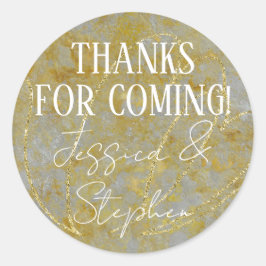 Pegatina Redonda Boda Elegante Plata Lining