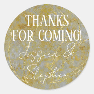 Pegatina Redonda Boda Elegante Plata Lining