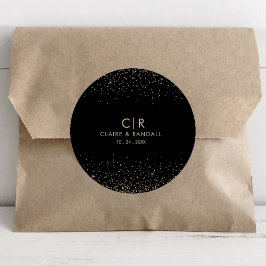 Pegatina Redonda Boda elegante Purpurina de oro