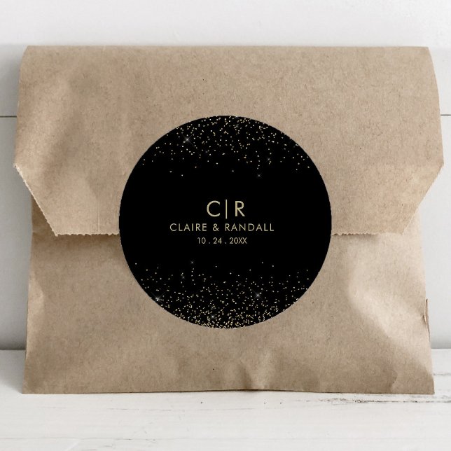 Pegatina Redonda Boda elegante Purpurina de oro (Subido por el creador)