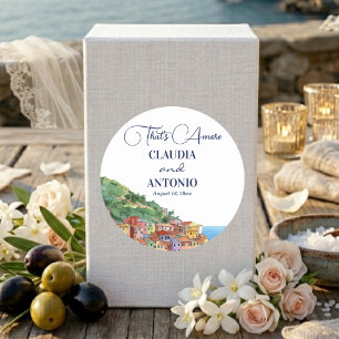 Pegatina Redonda Boda en la Riviera Italiana That's Amore