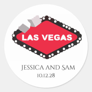 Pegatina Redonda Boda en Las Vegas