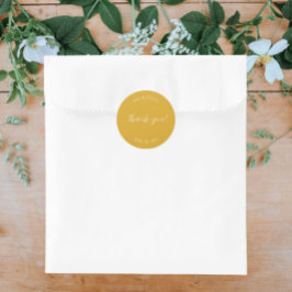 Pegatina Redonda Boda estilizado amarillo dorado gracias