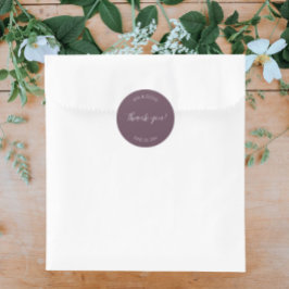 Pegatina Redonda Boda Estilizado De Eggplant Gracias