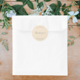 Pegatina Redonda Boda estilizado en color champagne