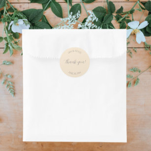 Pegatina Redonda Boda estilizado en color champagne